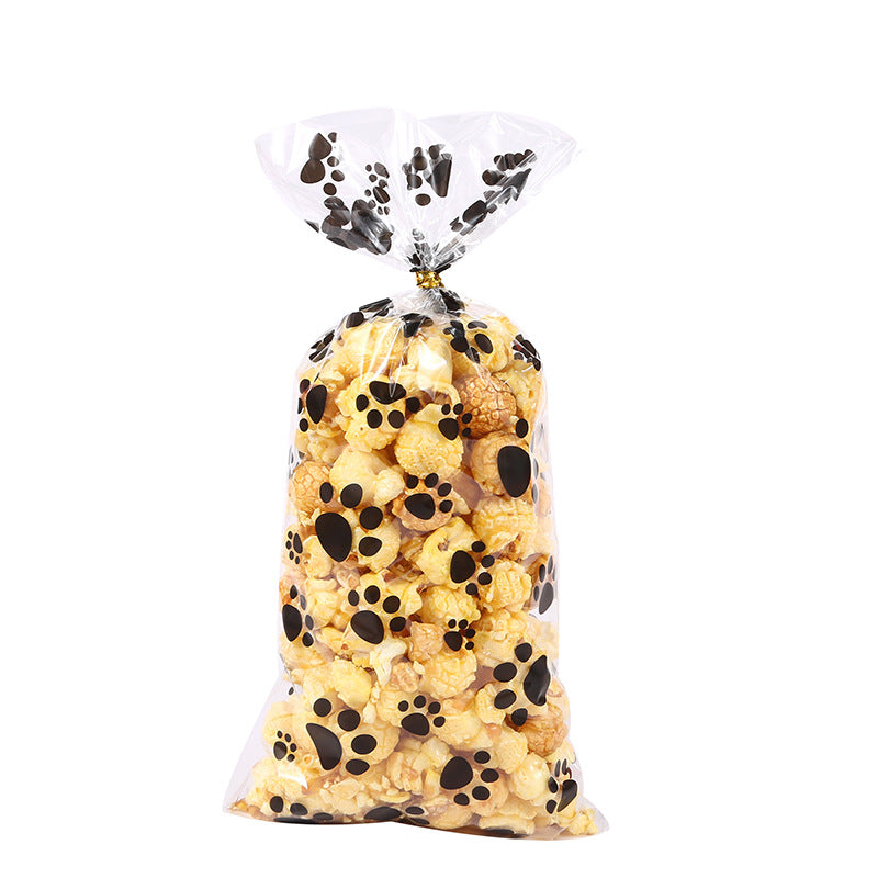 Wholesale Cartoon Puppy Claw Printed Transparent Candy Bag Food Sealing Tie Silk Bag